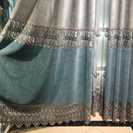 Cortina De Chenilla Hecha A Medida, Moderna, Bordada, Para Sala De Estar.