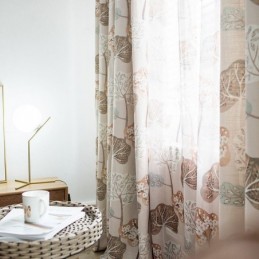 Cortina Moderna Hecha A Medida Cortina De Algodón Estampado Árboles