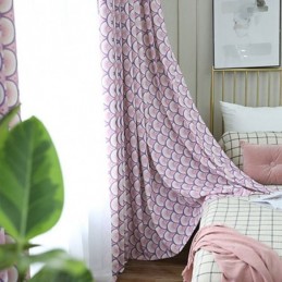 Cortina Moderna Hecha A Medida De Algodón Con Patrón De Escamas De Pescado