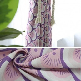 Cortina Moderna Hecha A Medida De Algodón Con Patrón De Escamas De Pescado