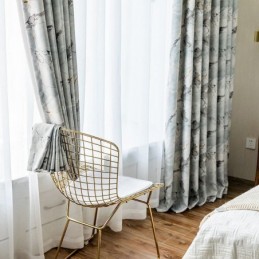 Cortina Moderna Hecha A Medida Con Patrón De Mármol Para El Hogar