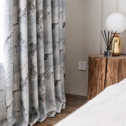 Cortina Moderna Hecha A Medida Con Patrón De Mármol Para El Hogar