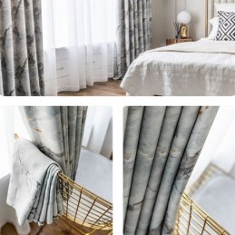 Cortina Moderna Hecha A Medida Con Patrón De Mármol Para El Hogar