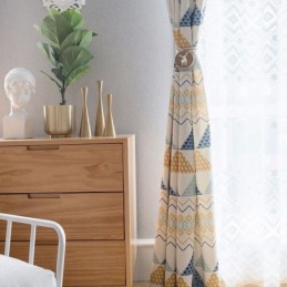Cortina Moderna Hecha A Medida Cortina De Algodón Triángulo Estampado