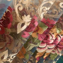 Cortina Transparente De Lujo Hecha A Medida, Con Bordado De Color Degradado Americano, Para Ventana De Dormitorio