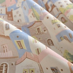 Cortina Nórdica Hecha A Medida Cortina De Algodón Estampado Town