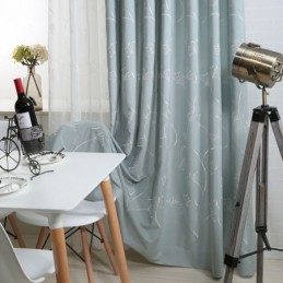 Cortina Nórdica Hecha A Medida Cortina De Algodón Con Bordado De Hojas