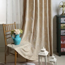 Cortina Nórdica Hecha A Medida Cortina De Algodón Con Bordado De Hojas