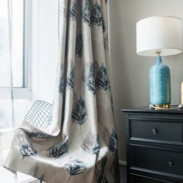 Cortina Moderna Hecha A Medida Cortina Plumas Estampado Hogar