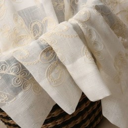 Cortina Transparente Sencilla Hecha A Medida Con Bordado De Flores Abstractas Para Ventana.