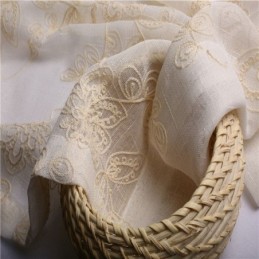 Cortina Transparente Sencilla Hecha A Medida Con Bordado De Flores Abstractas Para Ventana.