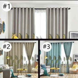 Cortina Nórdica Hecha A Medida Cortina Con Estampado De Hojas Poliéster