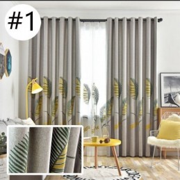 Cortina Nórdica Hecha A Medida Cortina Con Estampado De Hojas Poliéster