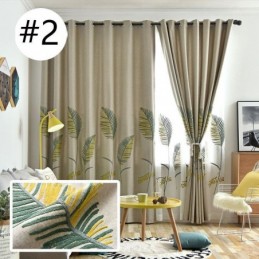 Cortina Nórdica Hecha A Medida Cortina Con Estampado De Hojas Poliéster