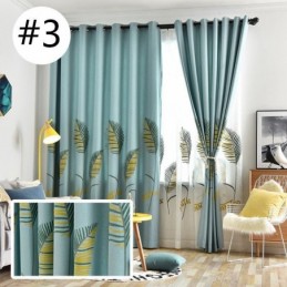 Cortina Nórdica Hecha A Medida Cortina Con Estampado De Hojas Poliéster