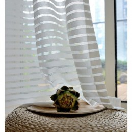 Cortina Transparente Moderna Y Sencilla, Hecha A Medida, Con Rayas De Jacquard, Para Sala De Estar, Estudio, Tela Versátil.