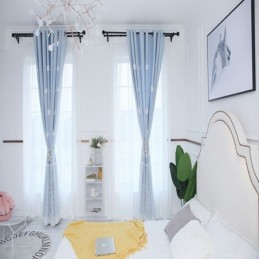 Cortinas Sweet Cloud Azules Semi Opacas Para Habitación De Niña