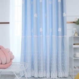 Cortinas Sweet Cloud Azules Semi Opacas Para Habitación De Niña