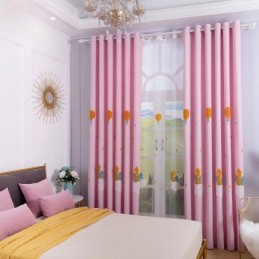 Cortinas Opacas Bordadas Con Globos Aerostáticos Para Habitación Infantil