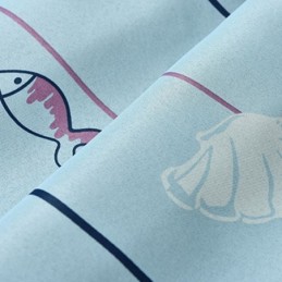 Cortinas Opacas Azules Con Estampado De Peces De Dibujos Animados, Cortinas Impresas A Medida Para Dormitorio Infantil