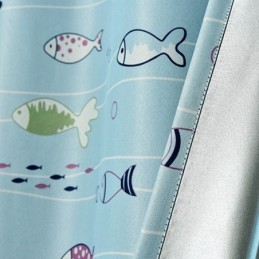 Cortinas Opacas Azules Con Estampado De Peces De Dibujos Animados, Cortinas Impresas A Medida Para Dormitorio Infantil