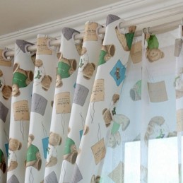 Cortina Con Diseño De Oso De Dibujos Animados, Hecha A Medida, Para Habitación De Niño Y Niña.