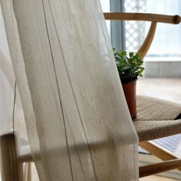 Cortina Japonesa Sencilla Transparente, Hecha A Medida, Con Rayas Grandes, Tela De Lino Blanco Jacquard.