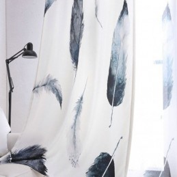 Cortina Minimalista Moderna, Hecha A Medida, Con Impresión Digital 5D, Tratamiento De Ventana Con Plumas Realistas.