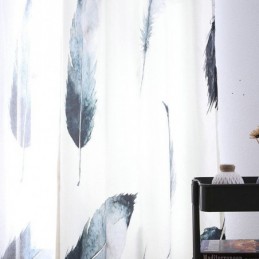 Cortina Minimalista Moderna, Hecha A Medida, Con Impresión Digital 5D, Tratamiento De Ventana Con Plumas Realistas.
