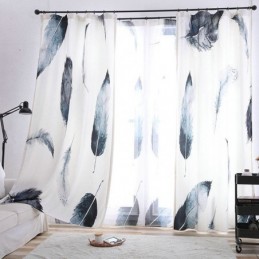 Cortina Minimalista Moderna, Hecha A Medida, Con Impresión Digital 5D, Tratamiento De Ventana Con Plumas Realistas.