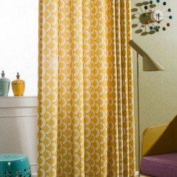 Cortina De Algodón Amarilla Hecha A Medida, Con Estampado Único Para Dormitorio Y Sala De Estar.