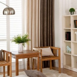 Cortina De Estilo Pastoral Europeo, Hecha A Medida, De Color Liso Y Con Costuras Gruesas.