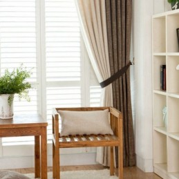 Cortina De Estilo Pastoral Europeo, Hecha A Medida, De Color Liso Y Con Costuras Gruesas.