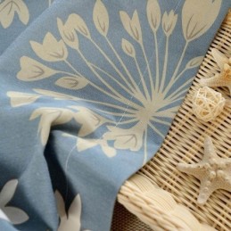 Cortina Japonesa Sencilla Hecha A Medida Con Estampado De Flores Azules