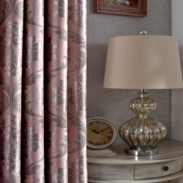 Cortina Rústica Europea, Hecha A Medida, Tela Opaca De Jacquard Rosa Para Dormitorio.