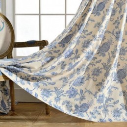 Cortina Japonesa Sencilla Hecha A Medida, Tela Estampada Azul Para Estudio Y Dormitorio.