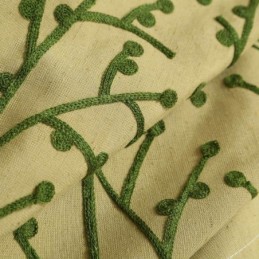 Cortina Antigua Americana Hecha A Medida, Bordada En Amarillo, Tela De Lino Y Algodón Respetuosa Con El Medio Ambiente.