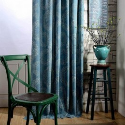 Cortina Antigua Americana Hecha A Medida Con Estampado De Círculos Azules