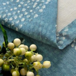 Cortina Antigua Americana Hecha A Medida Con Estampado De Círculos Azules