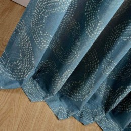 Cortina Antigua Americana Hecha A Medida Con Estampado De Círculos Azules