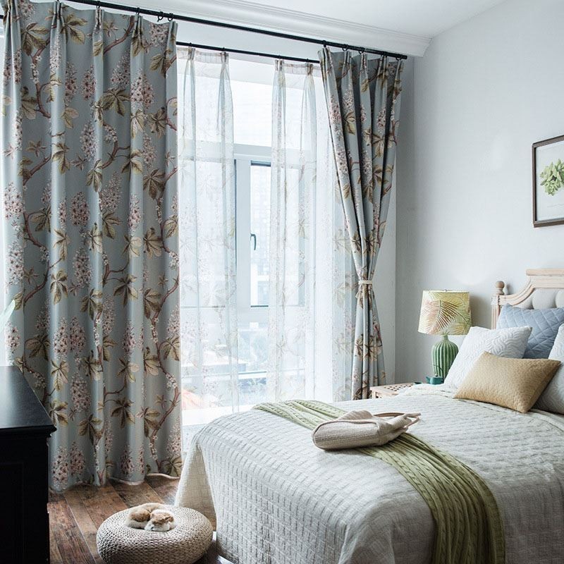 Cortina Rural Moderna, Hecha A Medida, Con Estampado En Aerosol, Para Dormitorio, Tela Opaca Protectora.