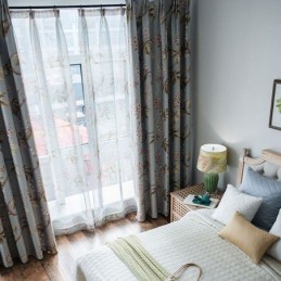 Cortina Rural Moderna, Hecha A Medida, Con Estampado En Aerosol, Para Dormitorio, Tela Opaca Protectora.