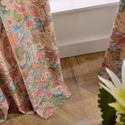 Cortina Antigua Americana Hecha A Medida Con Estampado Floral En Contraste Para Dormitorio