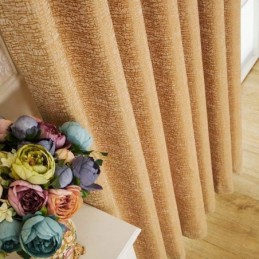 Cortina De Estilo Abstracto Americano, Hecha A Medida, Con Estampado Geométrico Marrón, Chenilla Y Tela Opaca Jarquard.