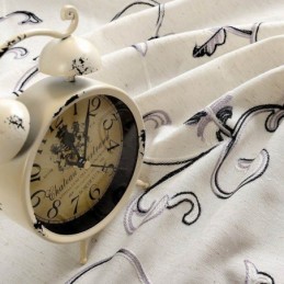 Cortina Americana Sencilla, Hecha A Medida, Con Bordado De Hojas Enrollables En Tinta, Tela De Lino Y Algodón.