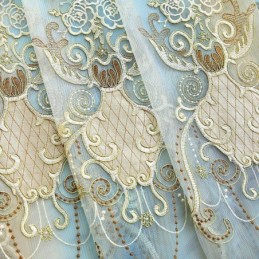 Cortina De Tul Europea Hecha A Medida, Cortina De Gasa Bordada Para Sala De Estar