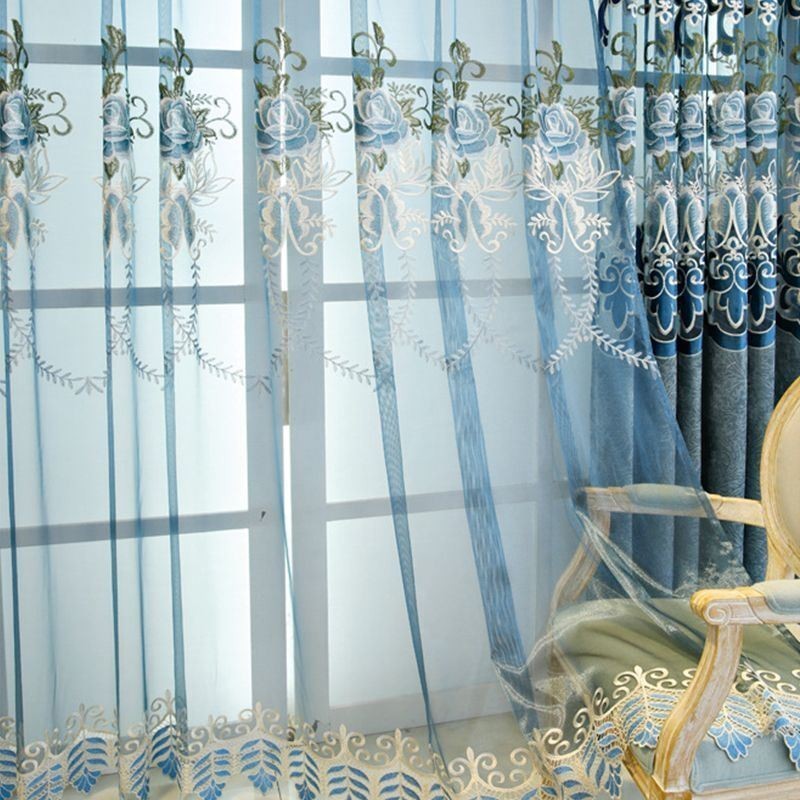 Cortina Floral Moderna Hecha A Medida, Cortina De Tul Transparente Para Ventana, Para Sala De Estar Y Dormitorio