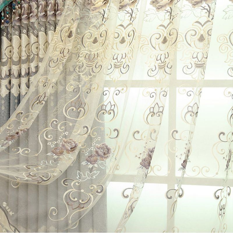 Cortinas Modernas De Tul Transparente Con Diseño Floral Para Sala De Estar Y Dormitorio.