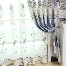 Cortinas Modernas De Tul Transparente Con Diseño Floral Para Sala De Estar Y Dormitorio.