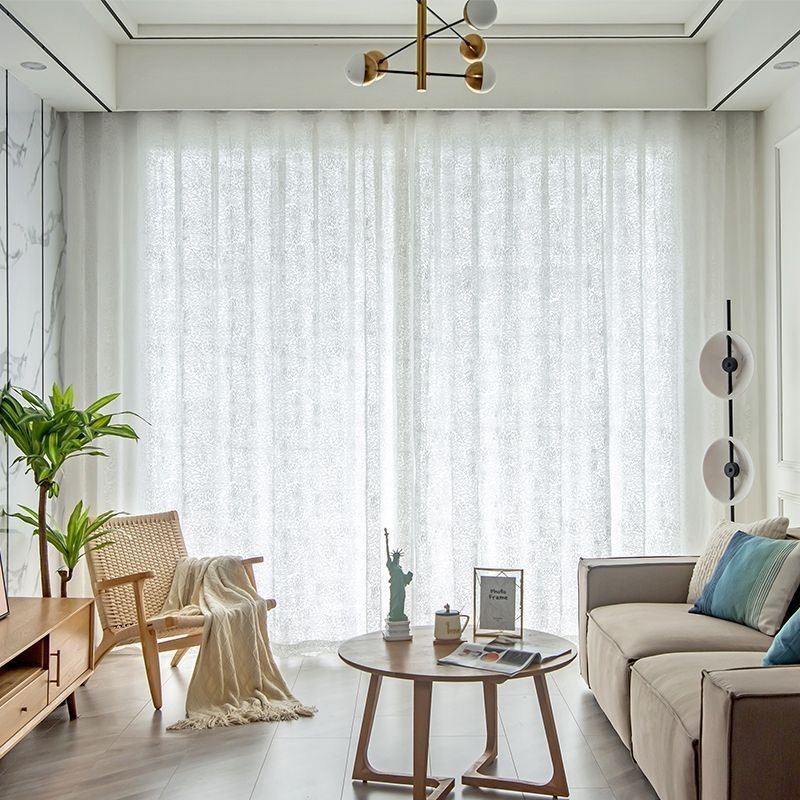 Cortinas Transparentes De Tul Nórdico, Elegantes Cortinas De Gasa Blanca, Hechas A Medida, Paneles De Persianas Para Sala De Est